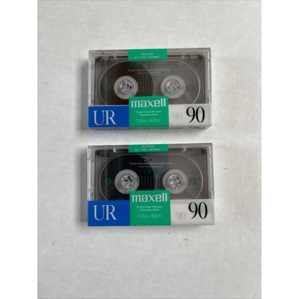 Maxell UR Normal Bias 90 Minutes Blank Audio Cassette Tape New Sealed Lot of 2